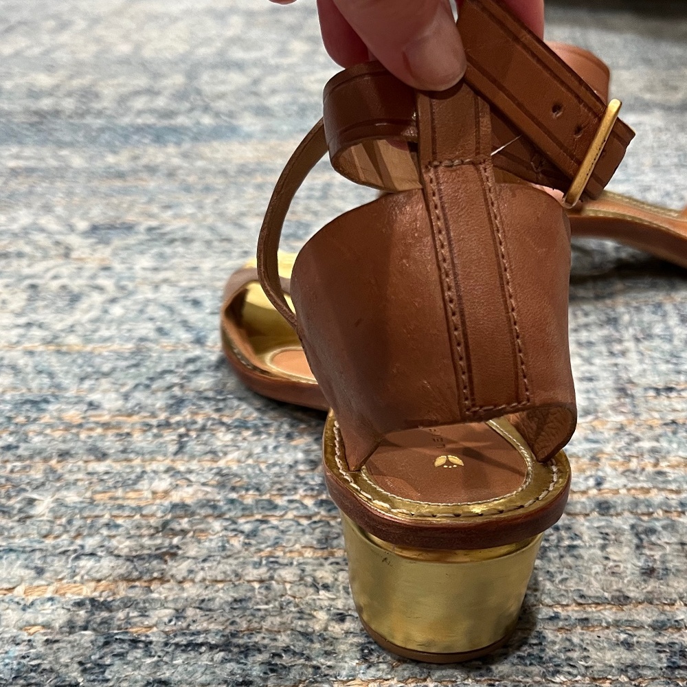 Two Toned Leifsdottir Ankle Strap Sandal/Shoes, With Gold Chunky Heel - Picture 6 of 10